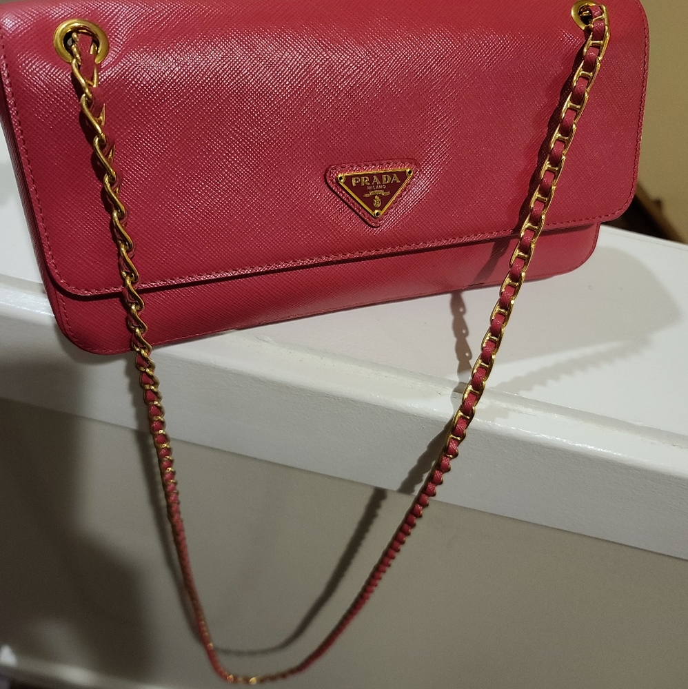 Authentic Prada Peonia Saffiano Lux Crossbody Bag